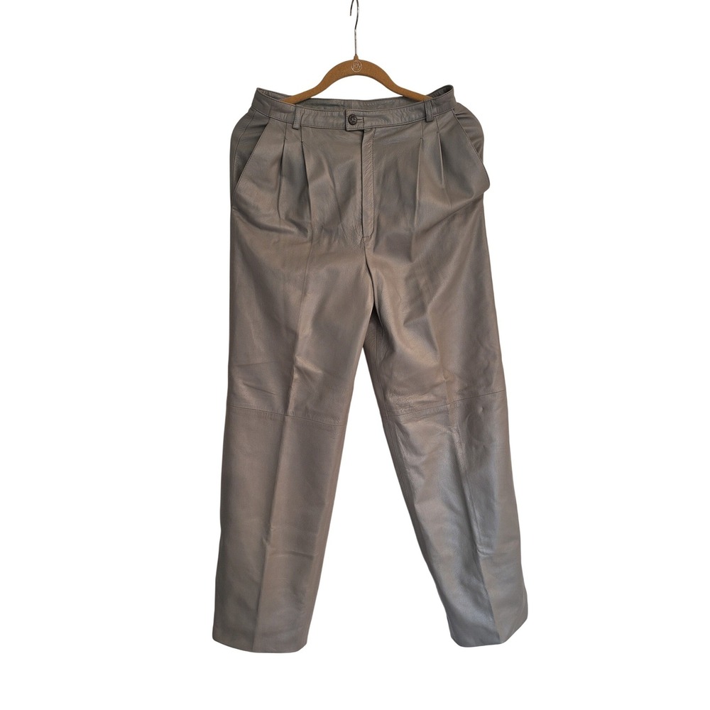 TORRAS Leather‎ Pants Women's Size 48 Gray Vintage Natural Soft Leather